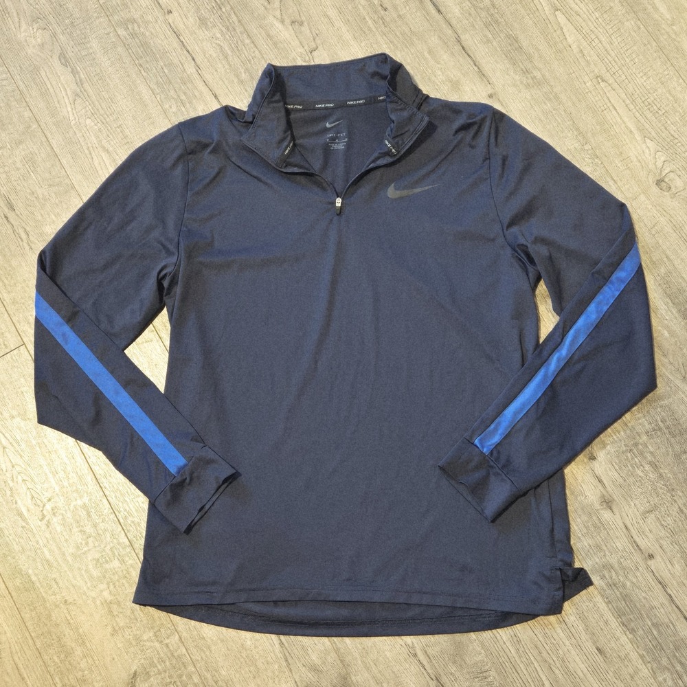 Nike Pro Hyper Dry Training 1/4 Zip Top Mens Medium Blue Dri-Fit Athletic Golf